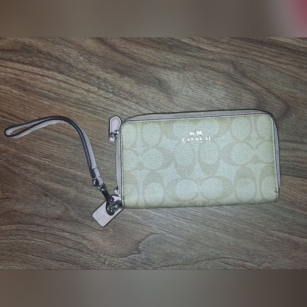 Coach Beige Wristlet Wallet